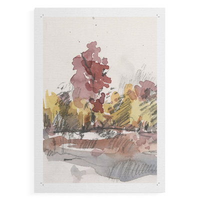Aquarelle, dessin de Treeline I - impression sur toile seulement - NON encadrée