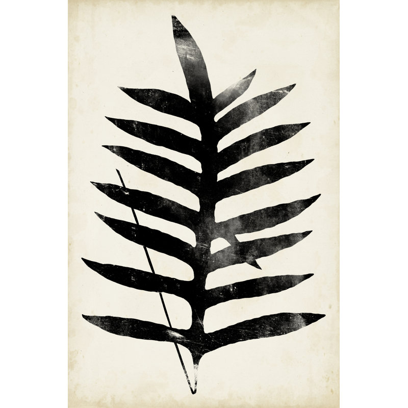 Fern Silhouette III - Painting, 76cm H x 51cm W, Black Floater Framed