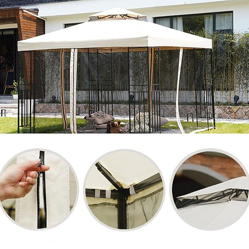 Spacious Outdoor Gazebo Clearance with Outside Mosquito Netting for Garden, with Sturdy and Durable Construction, Beige