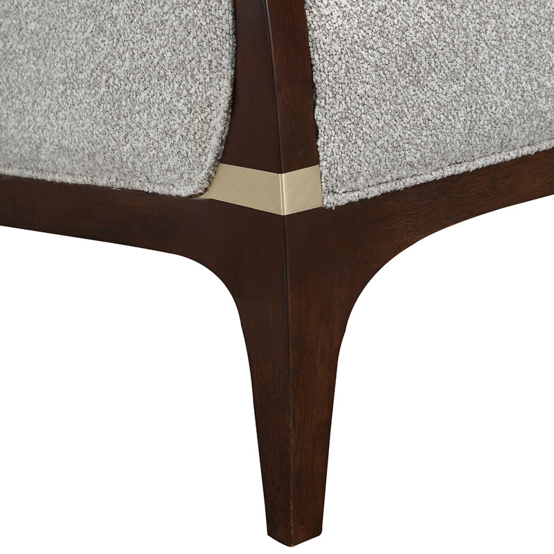 Houston Bouclé 2-Seater Loveseat - Pebble Gray/Walnut