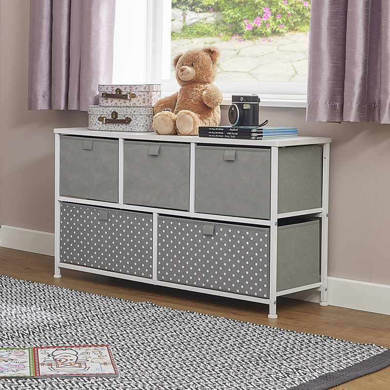 Grey 5 Drawer Storage Chest