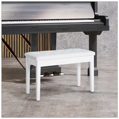 Banc de piano Duet avec coussin en similicuir et structure en bois, capitonné pour plus de confort et de style