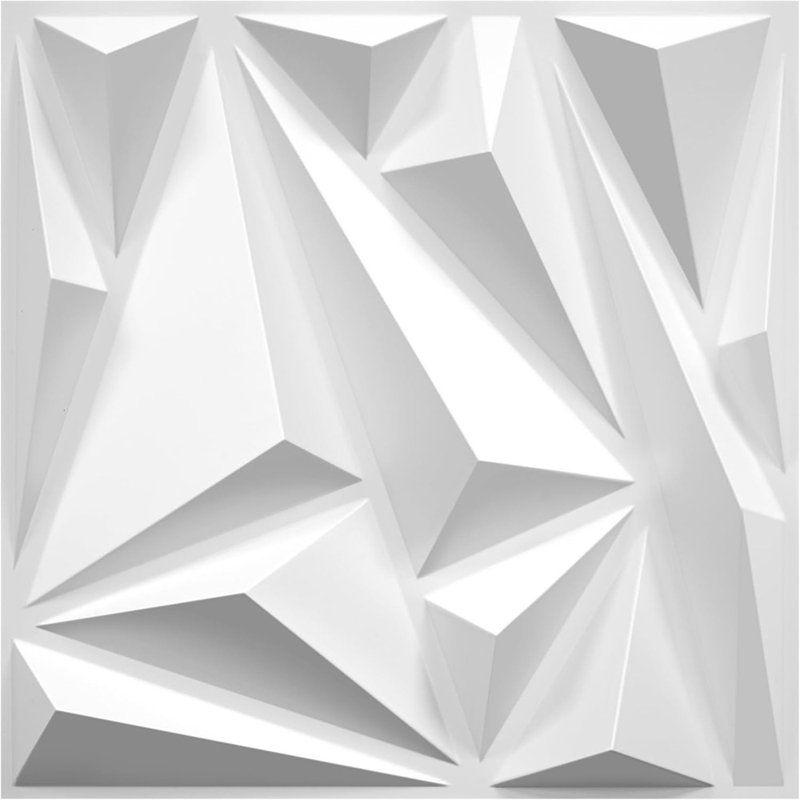 Panneaux muraux décoratifs 3D à motif diamant, en PVC texturé, imperméables et blancs.