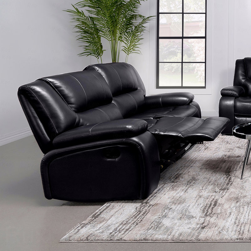 Upholstered Motion Reclining Loveseat, Black