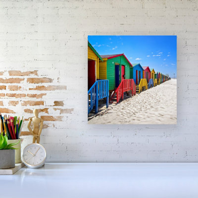 Beach Huts At Muizenberg Beach, Cape Town, South Africa - Wrapped Canvas Print