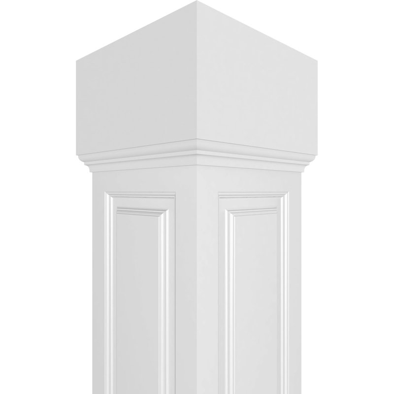 Square Non-Tapered Double Raised Panel PVC Endura-Craft Column Wrap Kit, Mission Capital & Base