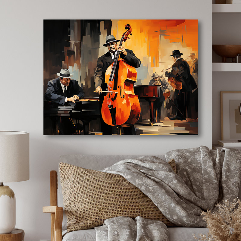 Orange Essence Of Jazz III - African American Art Metal Wall Art MT131805, 30" H x 40" W x 1.5" D