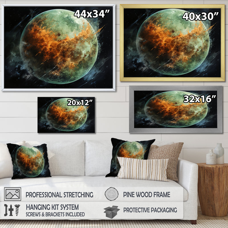 " Orange Misty Earthen ", Gold Single Picture Framed, 12" H x 20" W x 1" D