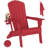 Folding Adirondack Chair, SGS Tested, Wooden Textured With Cup Holder, Heavy All-Weather HDPE Outdoor Chairs For Patio Backyard Lawn,Red-124431035