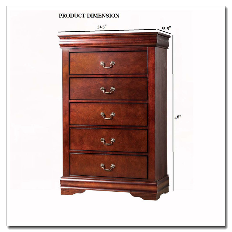 Commode 5 tiroirs, Cerisier
