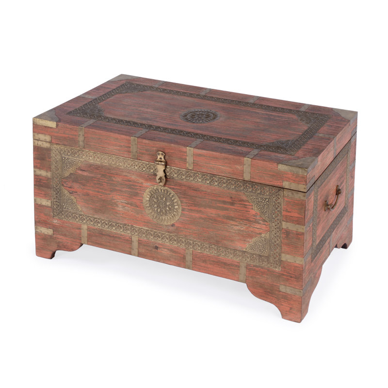 Table basse à 4 pieds avec rangement Aydan, Corail / or