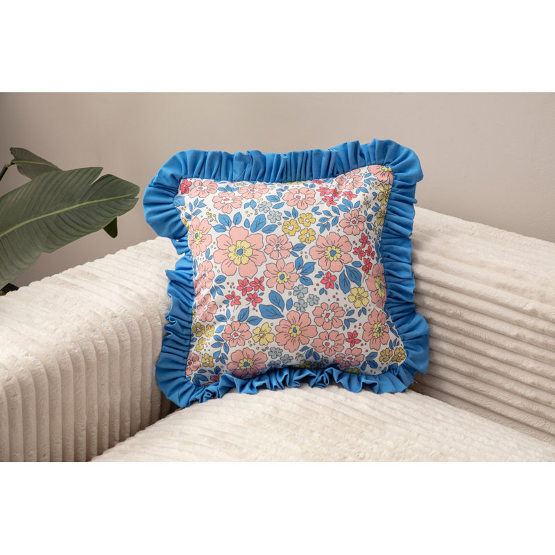 Housse de coussin, Motif floral bleu