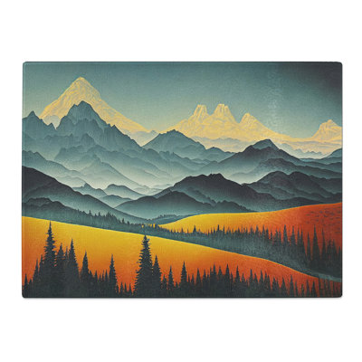 Distinguished Mountain Landscape  Glass Chopping Board
