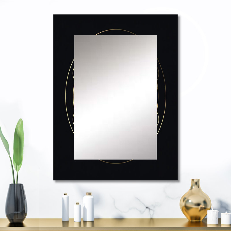 Or, géométrie sacrée Visions sur noir - miroir mural géométrique unique, miroir doré, impression sur métal, 32 po x 24 po