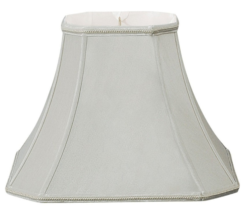 Abat-jour cloche en soie / shantung (araignée), Gris, H 11 po x l 14 po x P 14 po