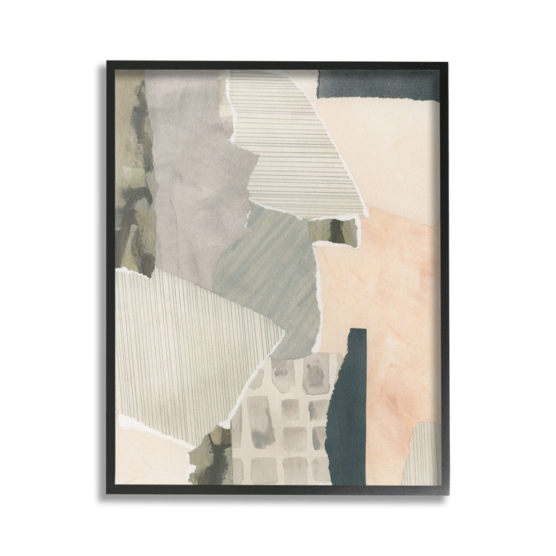 " Asymmetric Neutral Patterns Single Picture Frame " by June Erica Vess on Canvas, 20" H x 16" W, Black