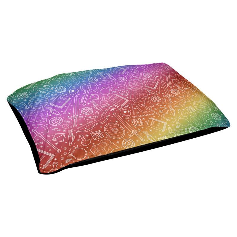 Byrge Geometric Polyester Pet Bed, Large (42.5 W" x 32.5" D x 14" H), Rainbow