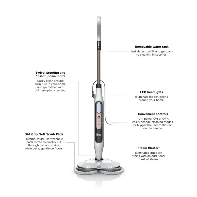 Shark Steam & Scrub with Steam Blaster Technology All-in-One Hard Floor Steam Mop with 3 Steam Modes & LED Headlights