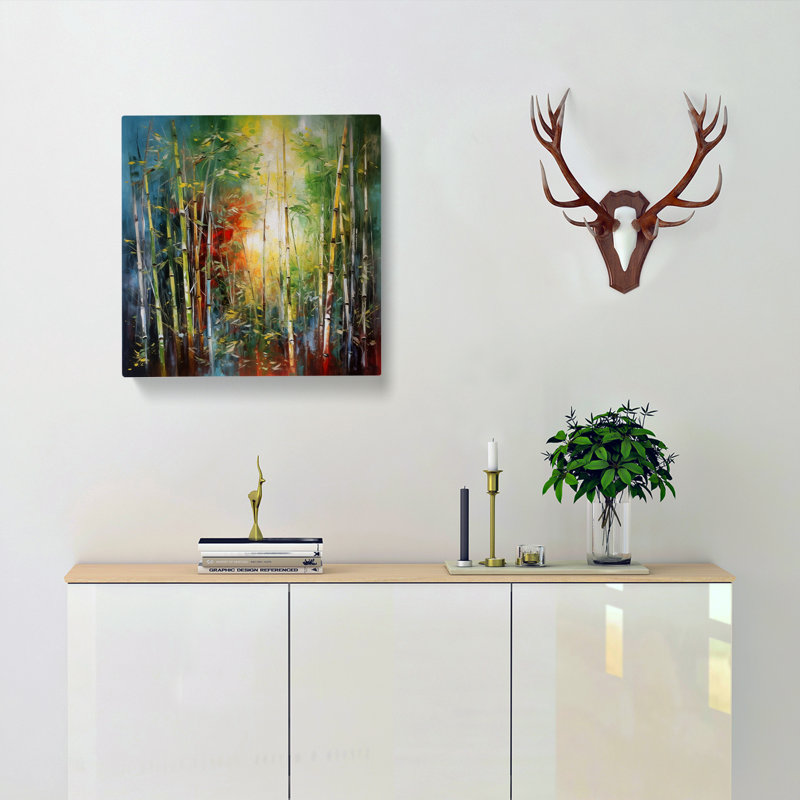 Bamboo Forest Expressionism - Wrapped Canvas, 50cm H x 50cm W x 3cm D
