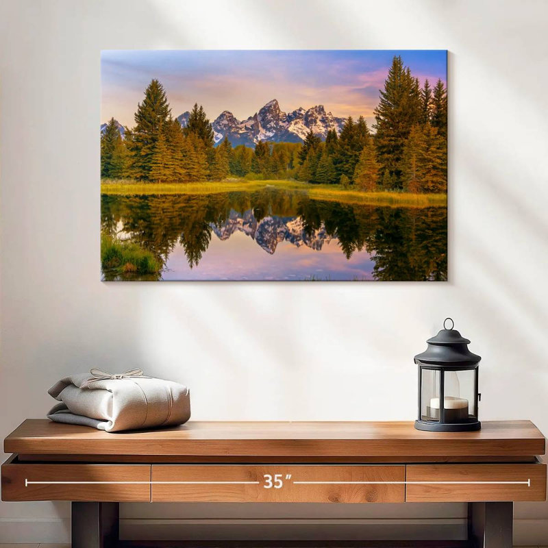 Reflet de la forêt de pins d'Alvord Grand Teton, H 16 po x l 24 po