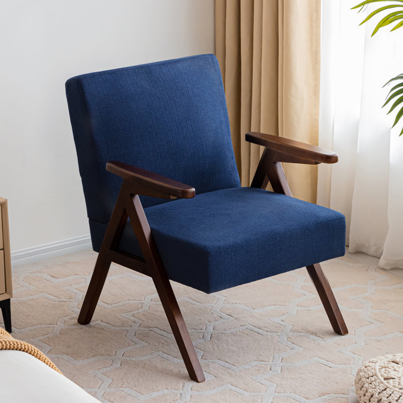 Hennah Upholstered Side Chair, Navy Blue Polyester