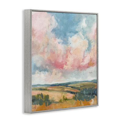 Giclée encadrée de nuages roses sur des terres agricoles, design par Nina Blue