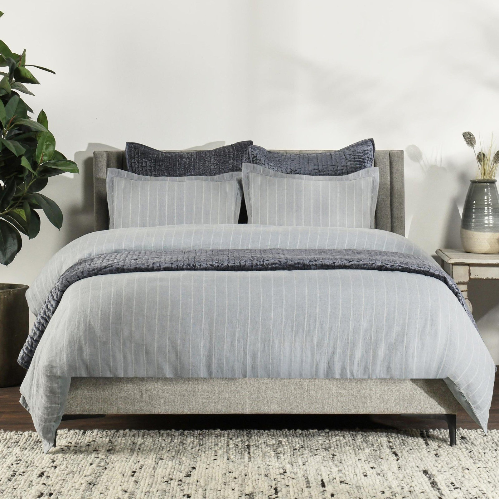 Keegan Linen Shams, King Sham, Sea Fog Blue
