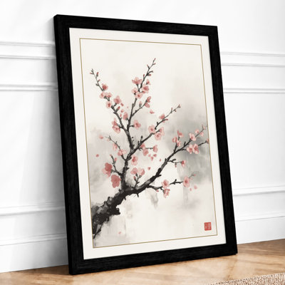Spring Blossom Branch Japandi - Framed Print