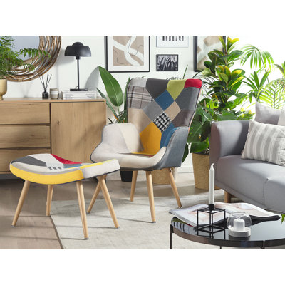 Burgos Upholstered Wingback Chair With Footstool