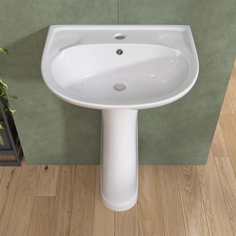 Ogonbrick 16.75'' Ceramic U-Shaped Bathroom Sink with Overflow