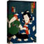Japanese Ukiyo-e Action Scene in Blue Robe Artwork, Traditional Edo Kabuki Pictures, Framed Canvas Giclee Print Wall Art-123387116-123387120