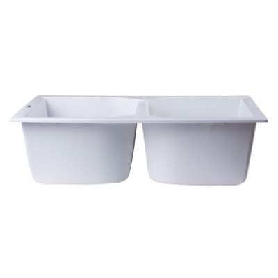 31.13 " L Drop-In Double Bowl Granite Kitchen Sink