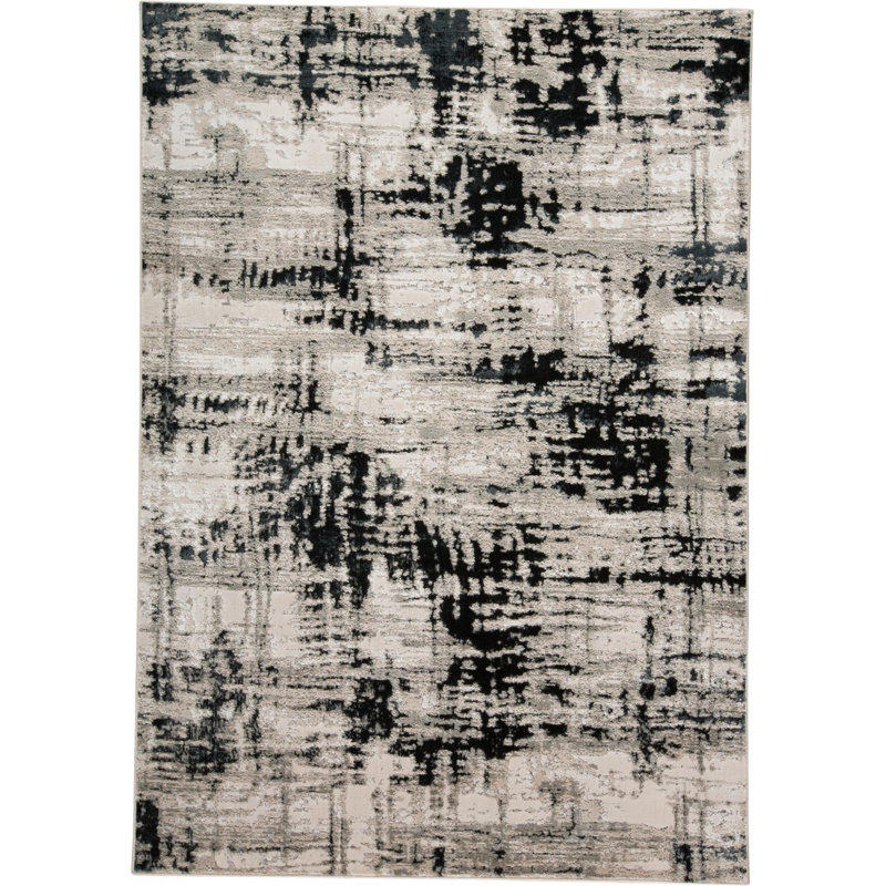 Tapis gris clair / noir Devia, Rectangle 4 pi x 6 pi