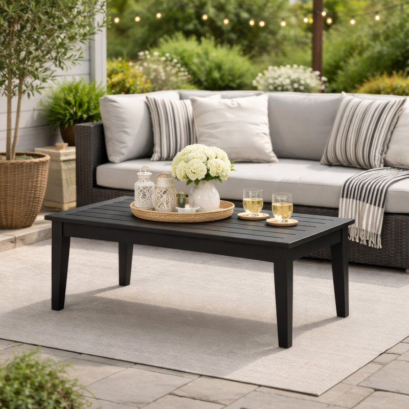 Table basse d'extérieur Lynbrook, Noir