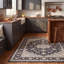 Tapis Xanthos traditionnel à médaillon, style persan, gris ivoire et beige, lavable à la machine, antidérapant, à poils courts, pour l'intérieur et l'extérieur, adapté aux animaux domestiques, idéal pour le salon, la chambre, la salle à manger, l'entrée, le couloir ou le bureau.-1127040127