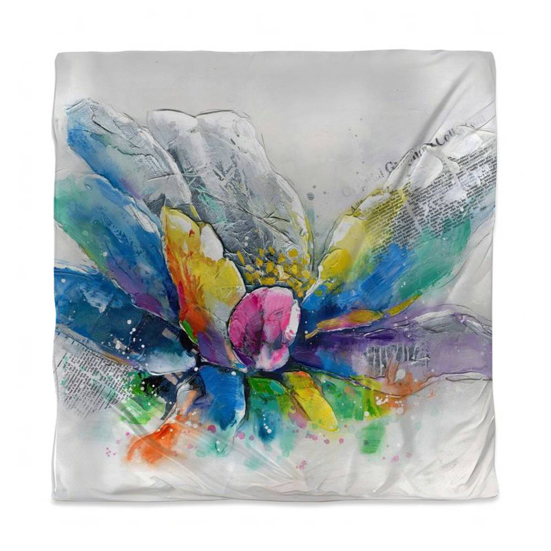 Botanical Industrial Blue Duvet Cover - Abstract Flower Design