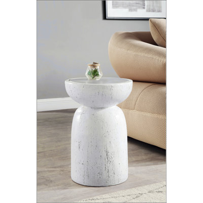 Natural Grey Finish Fibre Concrete Accent Table