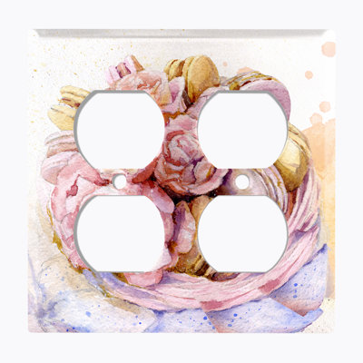 Plaque d'interrupteur en métal (prise Macaron - double recto verso)