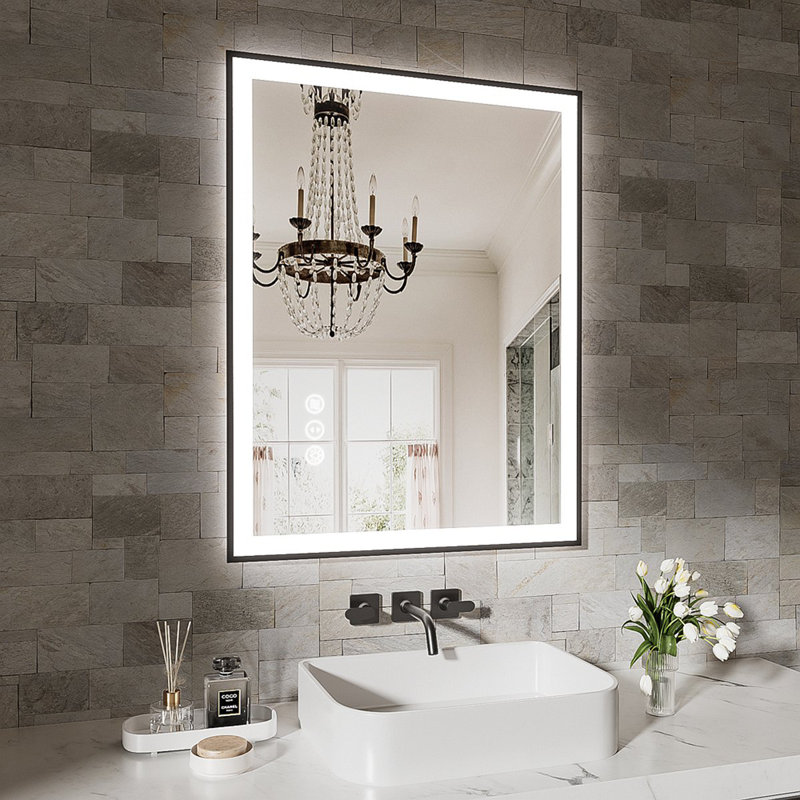 Frameless LED Bathroom Mirror,Smart Mirror, Horizontal, 28" x 58", Rectangle