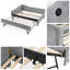 Lit de jour simple 80 po L gris avec lit gigogne escamotable et port USB, garniture cloutée pour chambre d'amis, petits espaces-130827199-130827200