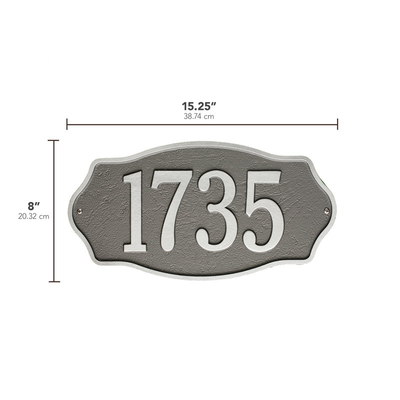 Hampshire 1-Line Wall Address Plaque, Pewter / Silver, Yes