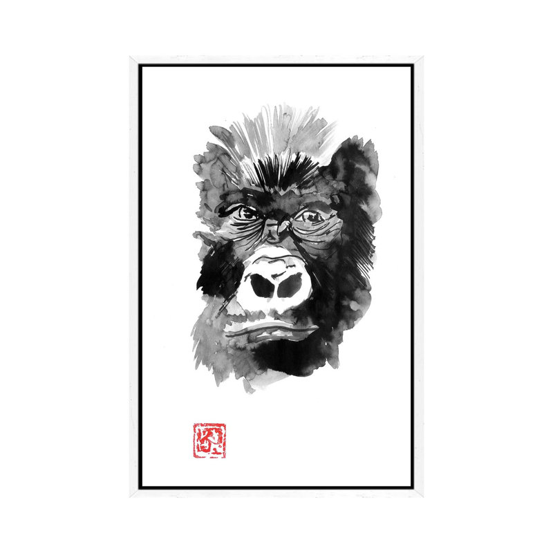 Gorilla 1 Piece Painting on Canvas, 66.04 cm H x 45.72 cm W, White Framed