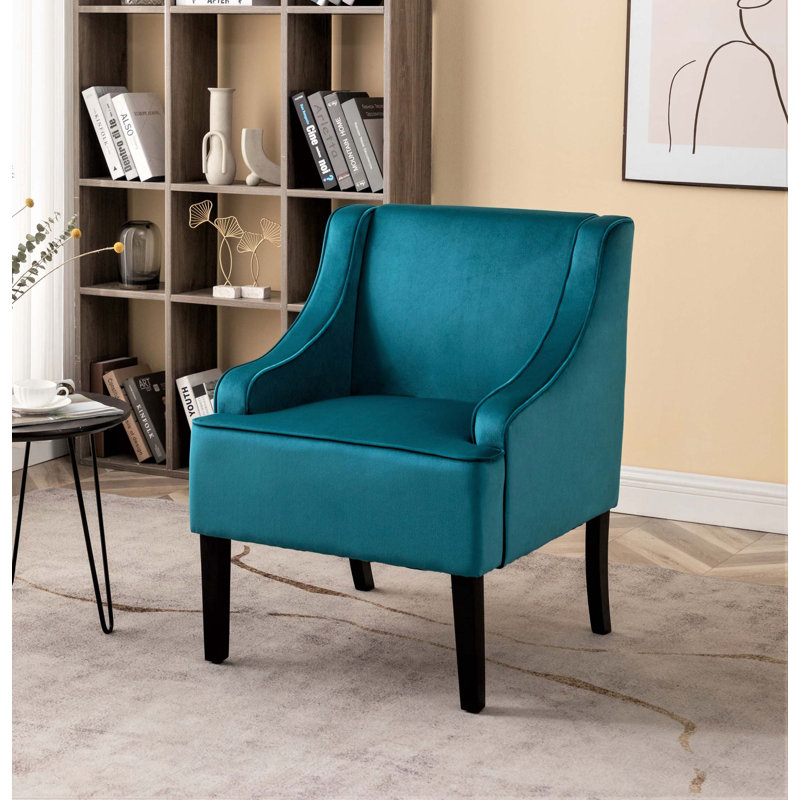 Chaise d'appoint polyvalente en bois massif avec accoudoirs encastrés et rembourrage en mousse, Bleu