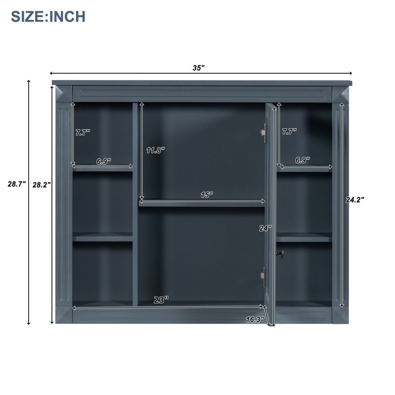 Armoire de rangement murale moderne pour salle de bain, armoire à pharmacie, Gris foncé