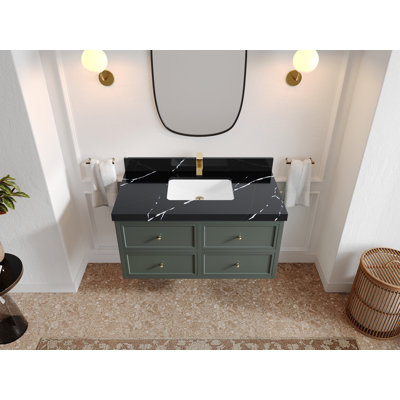 Roswell Floating 42'' Single Bathroom Vanity with Quartz Top