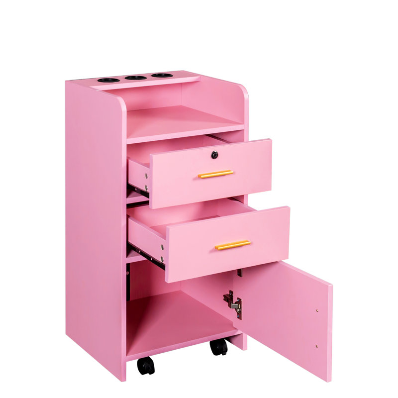 Armoire de salon tendance pour articles - 2 tiroirs et 1 cosmétique rose moderne et option
