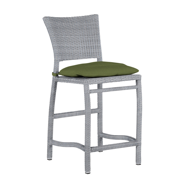 Tabouret de comptoir d'extérieur en résine tressée 24 po Skye, Huître, Pas de soudure, Forêt de lin