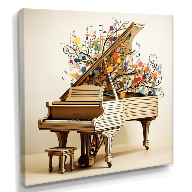 Jolle - Piano, art mural, Toile tendue, H 16 po x l 16 po x P 1 po