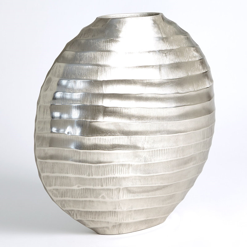 Aluminum Table Vase, Antique Nickel, 15.25" H x 15.5" W x 4" D