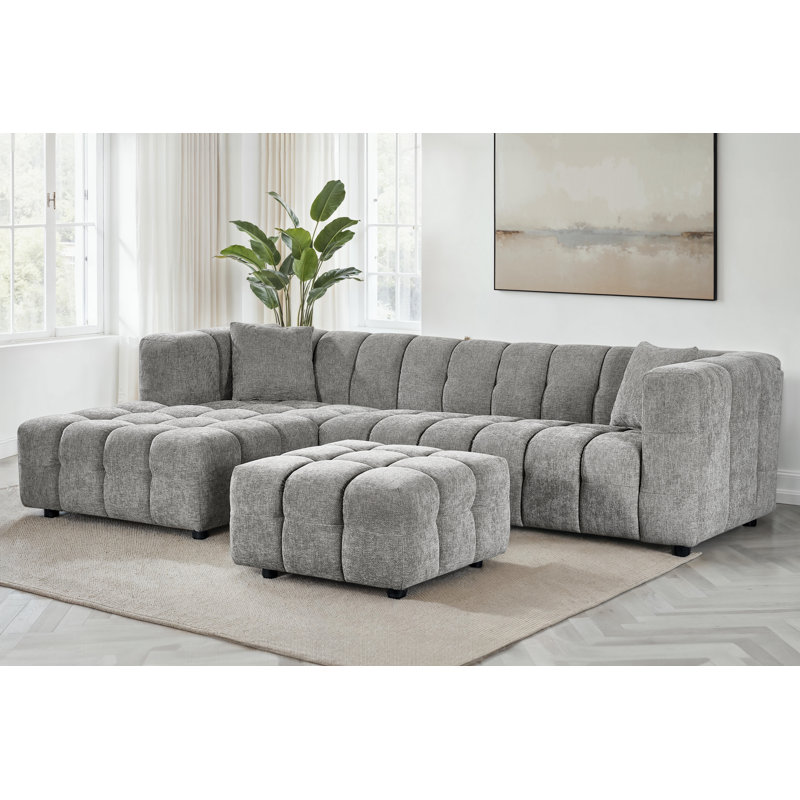 5 Seater Corner Sofa , Without Ottoman, Left Hand Facing, Grey